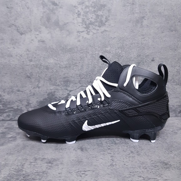 NIke Huarache 9 Elite Lax Mid Lacrosse‎ Cleats Mens 11 Black White FD0088-002 - Picture 2 of 5